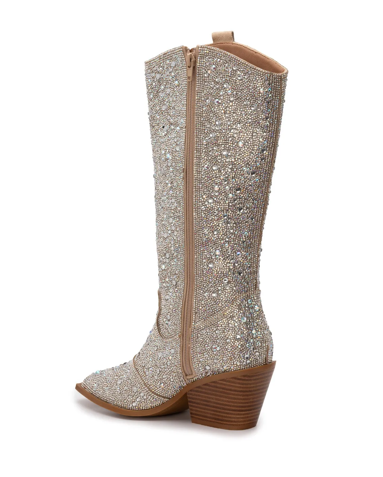 Glitzy | Clear Rhinestone Tall Western Boots