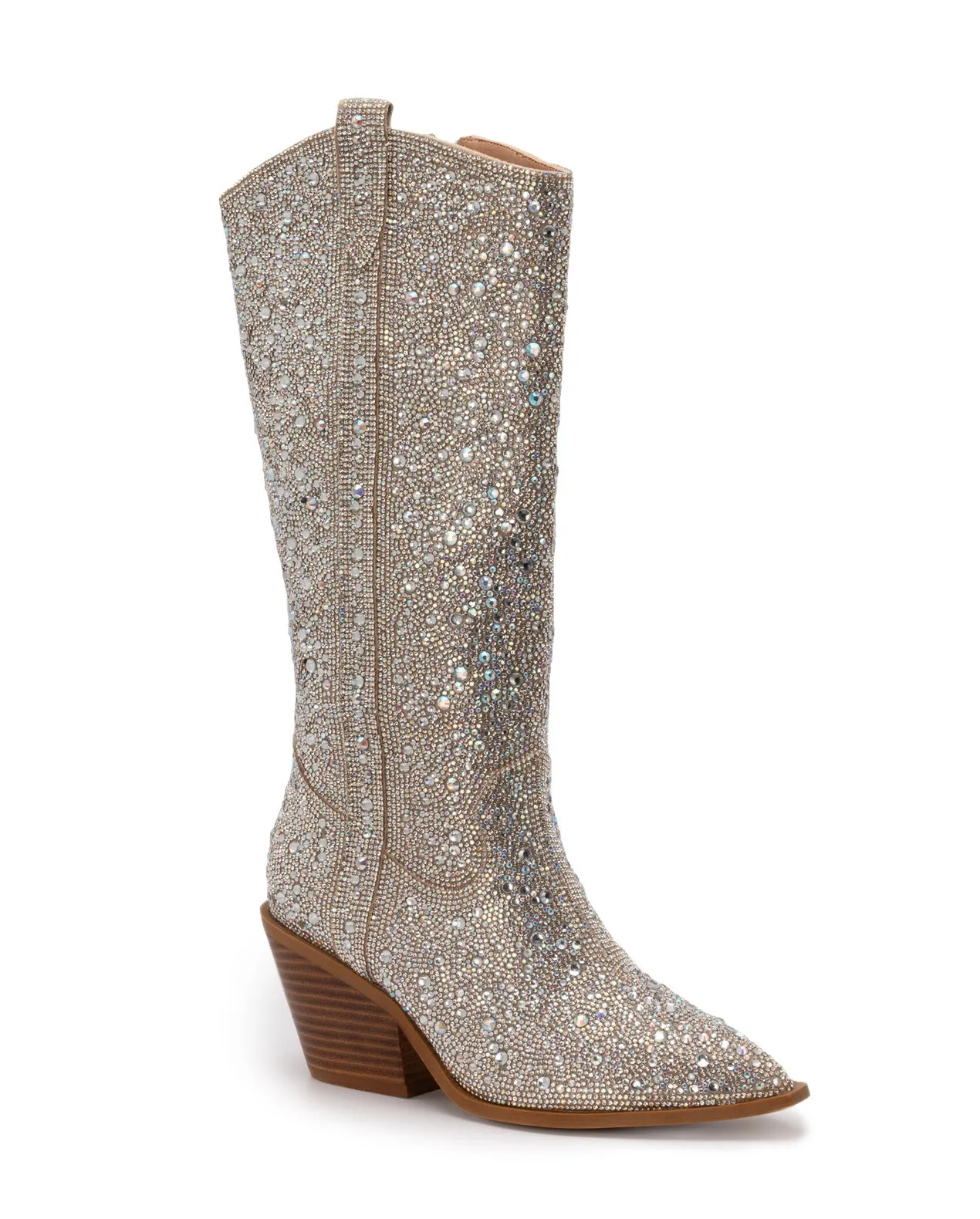 Glitzy | Clear Rhinestone Tall Western Boots