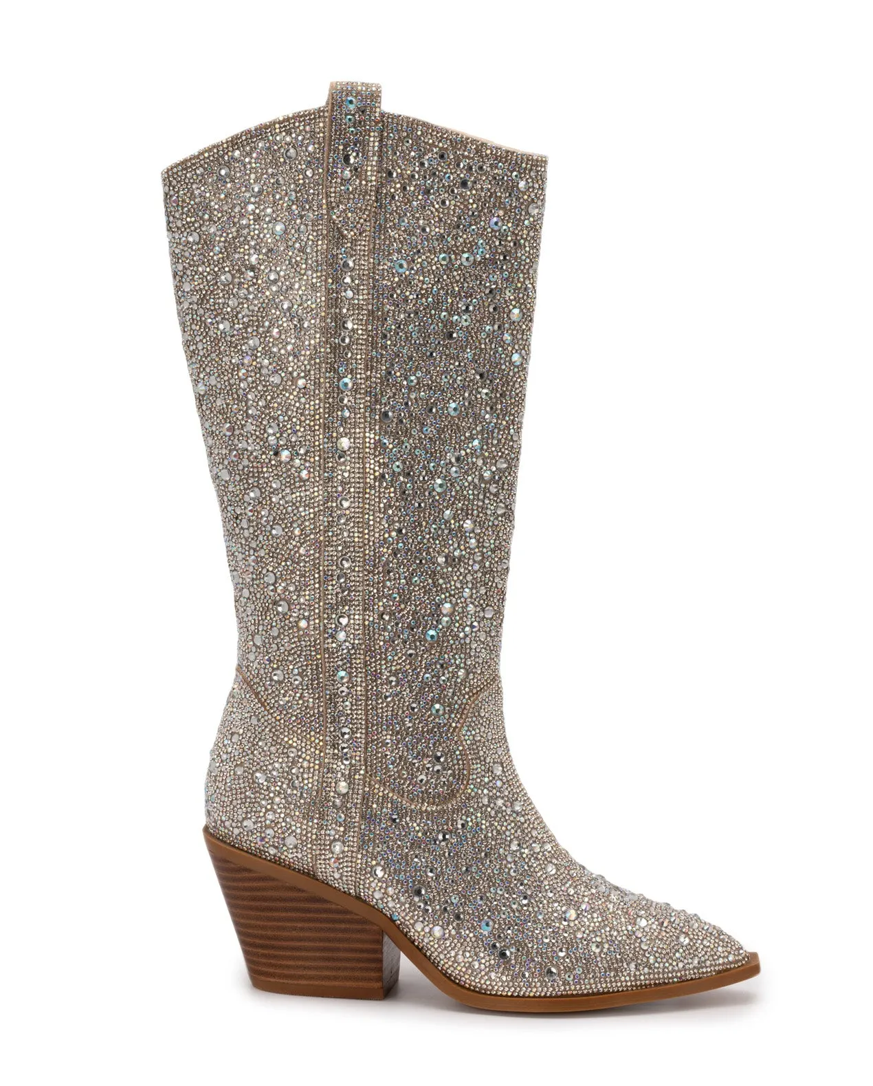 Glitzy | Clear Rhinestone Tall Western Boots