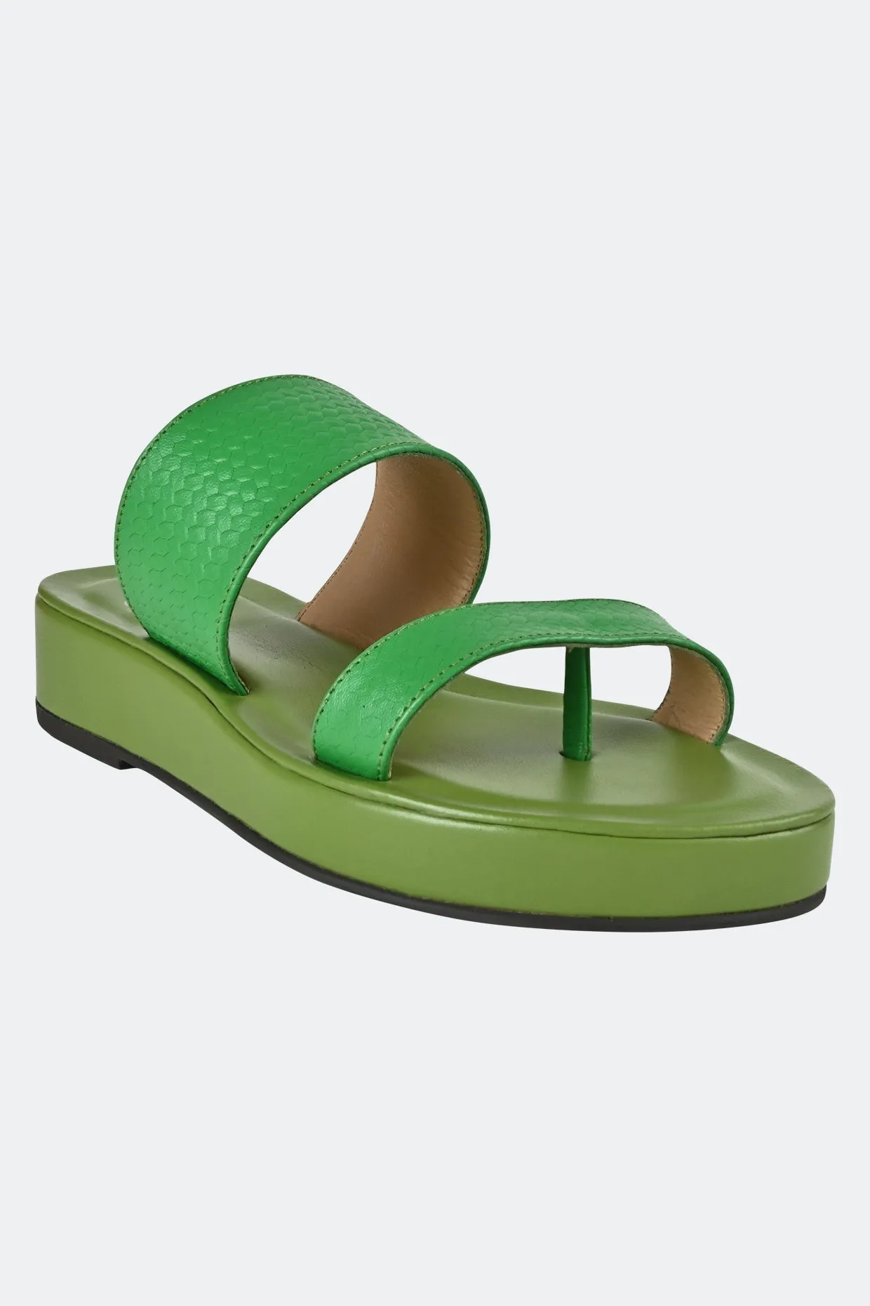 Green Two Strap Platforms For Women