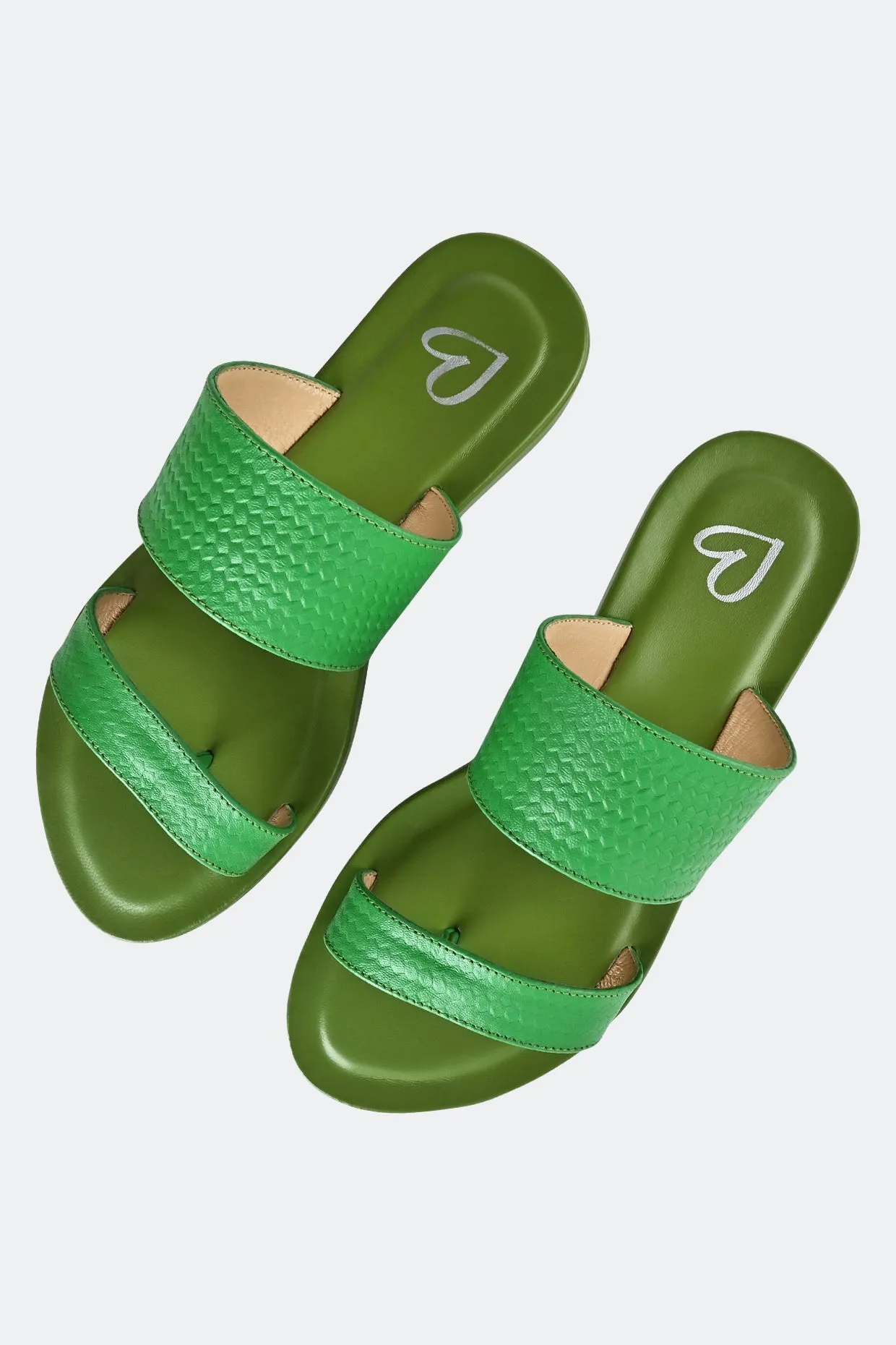 Green Two Strap Platforms For Women