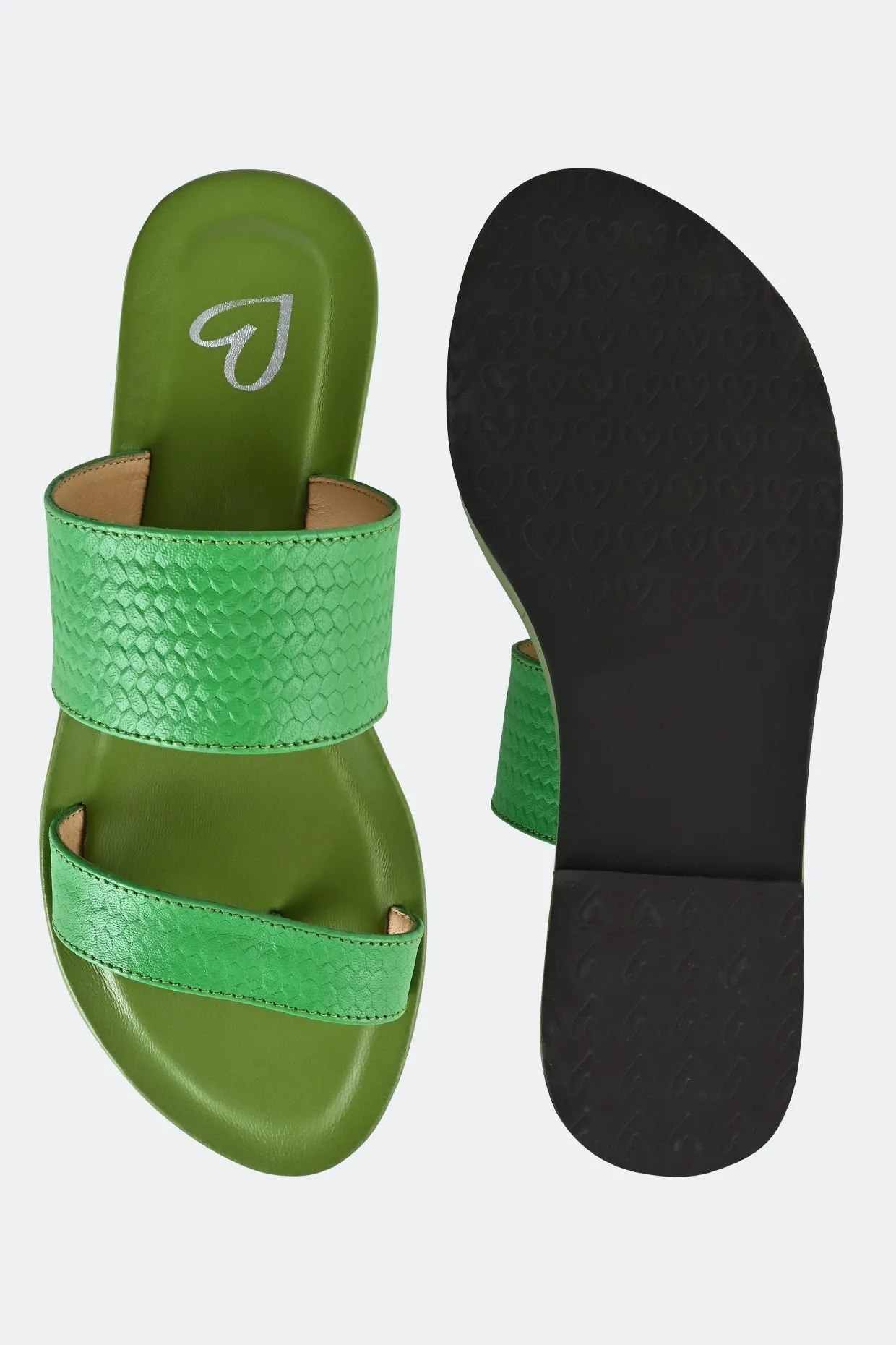 Green Two Strap Platforms For Women