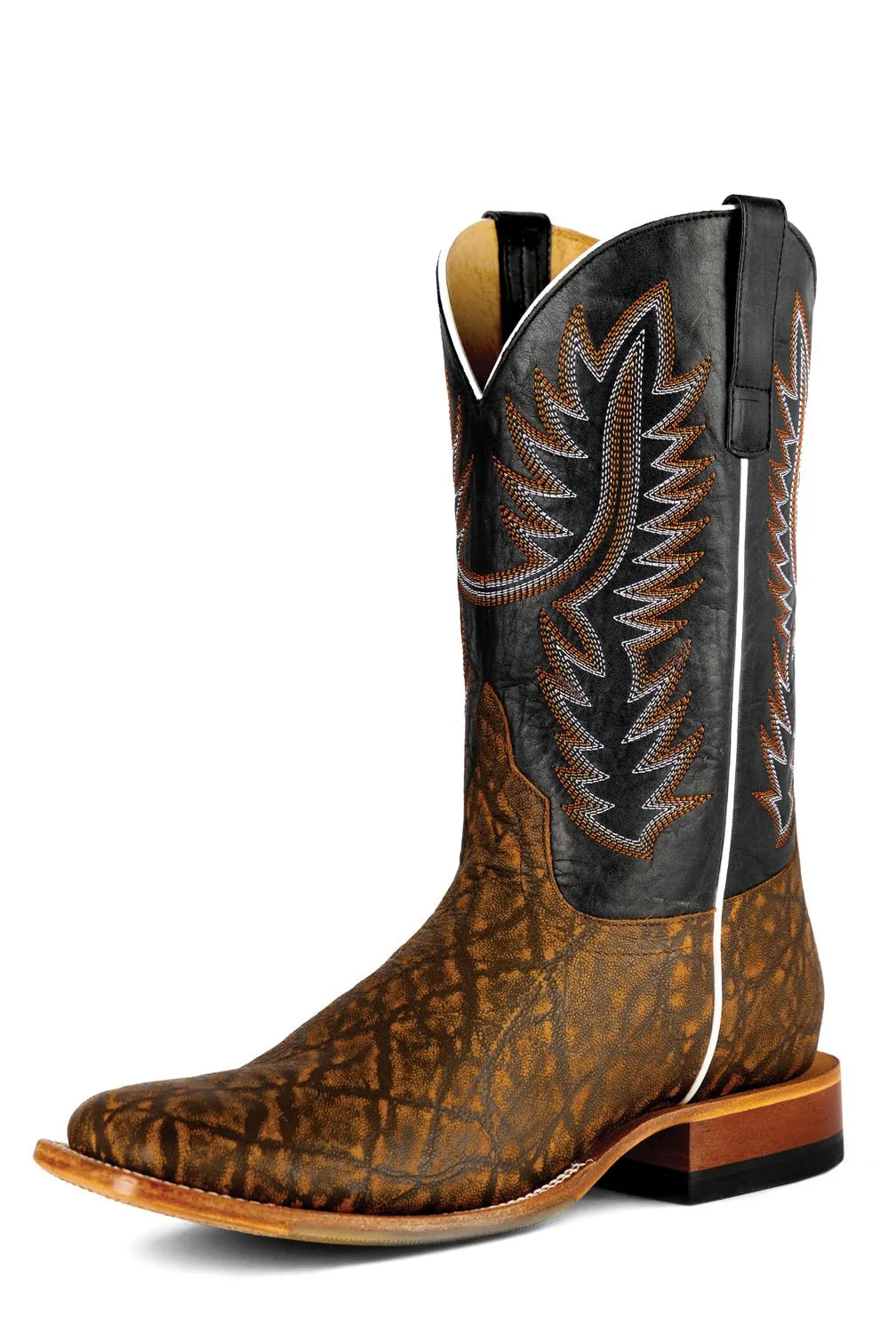 Horse Power Mens Cognac Eleprint Black Flynn Leather Cowboy Boots