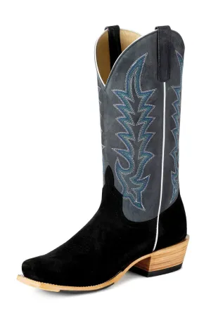 Horse Power Mens Top Hand Blue/Black Suede Cowboy Boots