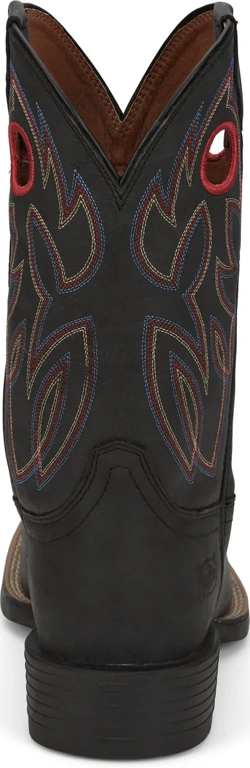 Justin Mens Bowline Shadow Black Water Buffalo Cowboy Boots