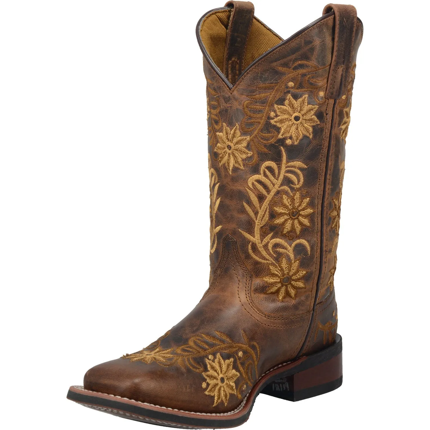 Laredo Womens Brown Secret Garden 11in Floral Cowboy Boots Leather