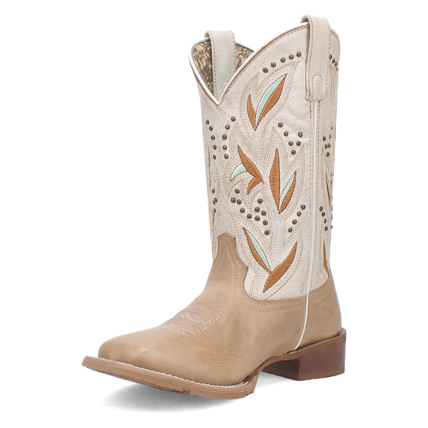 Laredo Womens Lydia Sand/White Leather Cowboy Boots