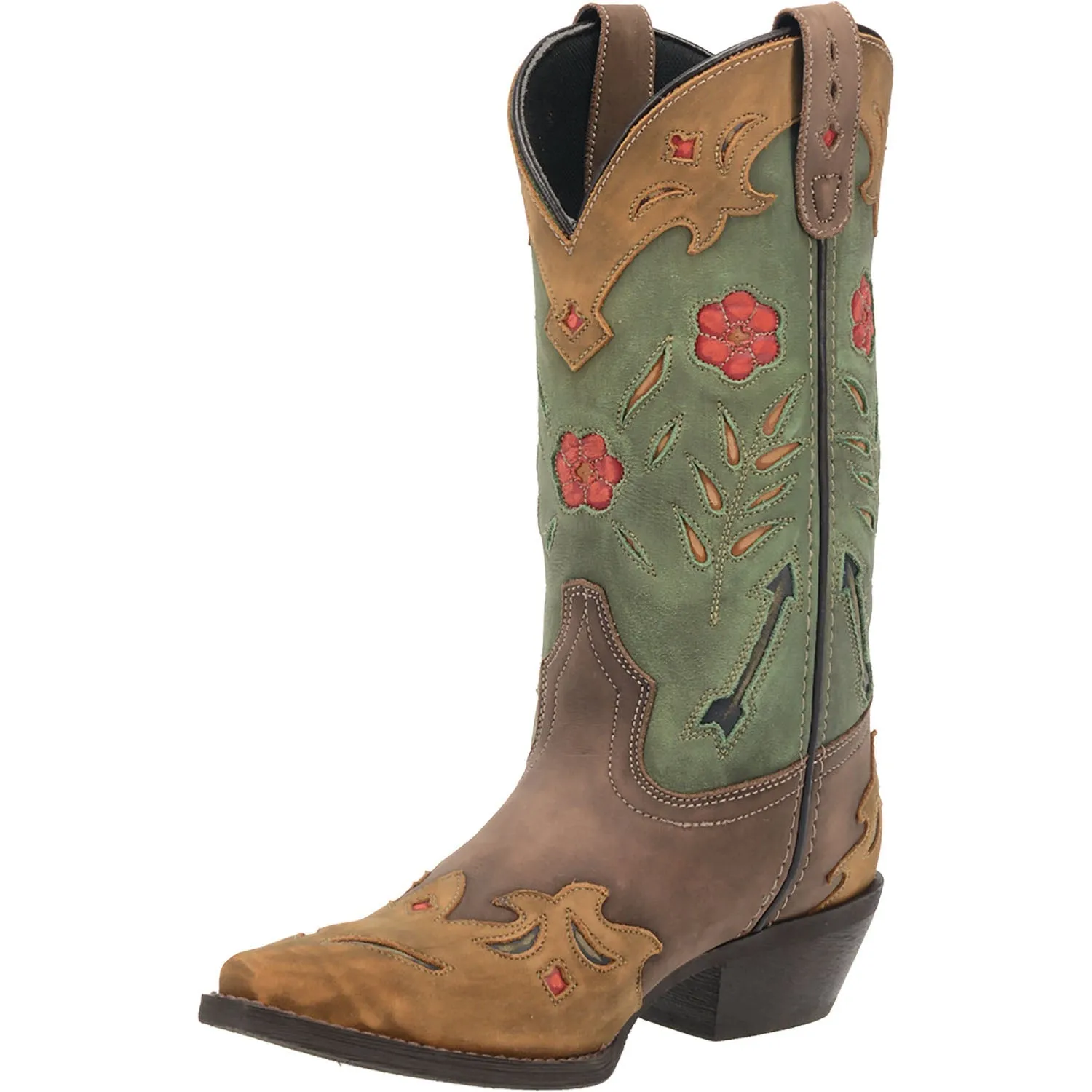 Laredo Womens Miss Kate Cowboy Boots Leather Brown/Teal