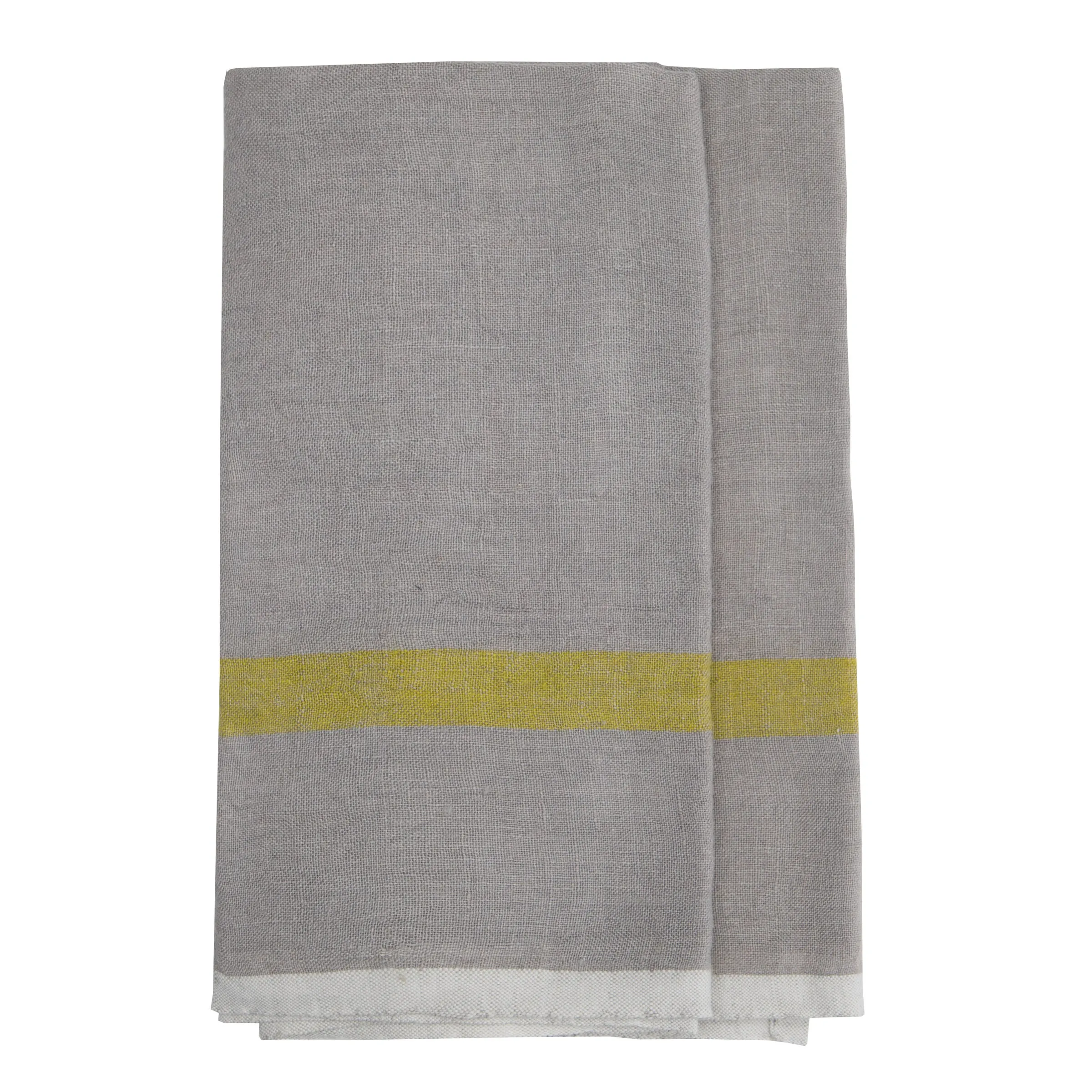 Laundered Linen Kitchen Towel Grey & Lime, Set of 2