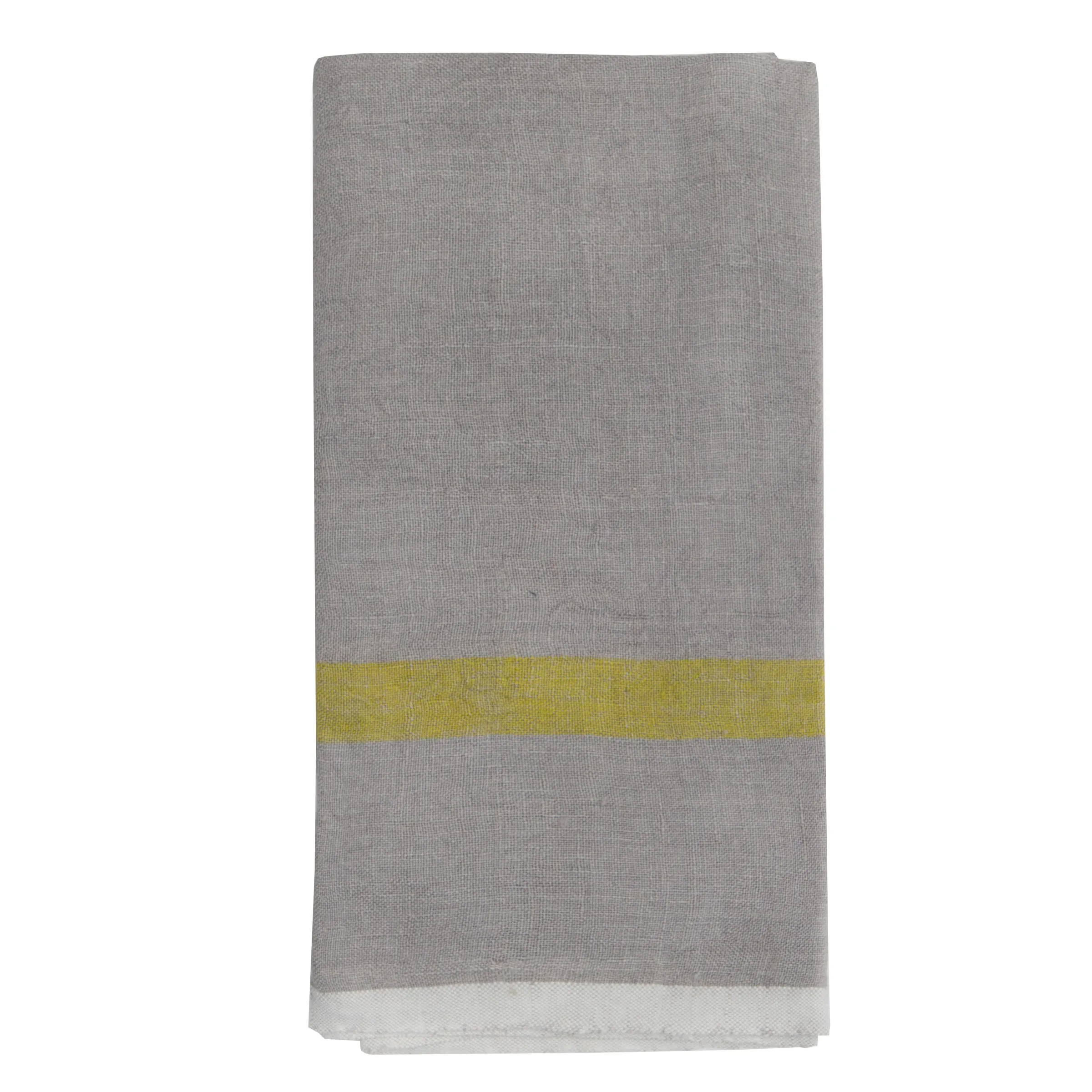 Laundered Linen Kitchen Towel Grey & Lime, Set of 2