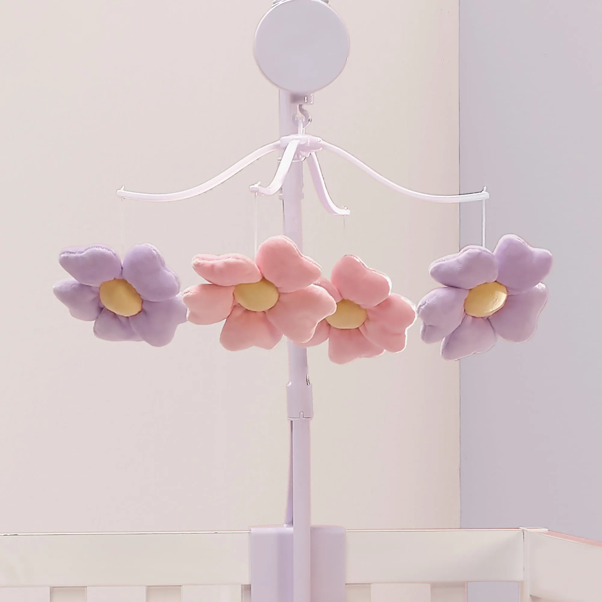 Lavender Floral Musical Baby Crib Mobile