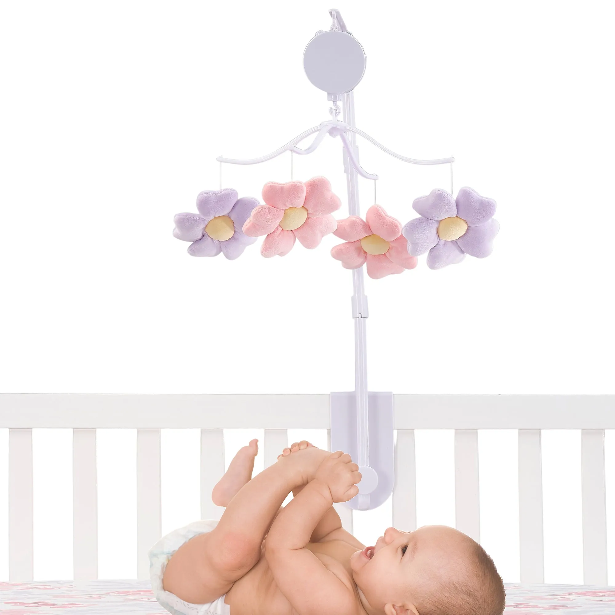 Lavender Floral Musical Baby Crib Mobile