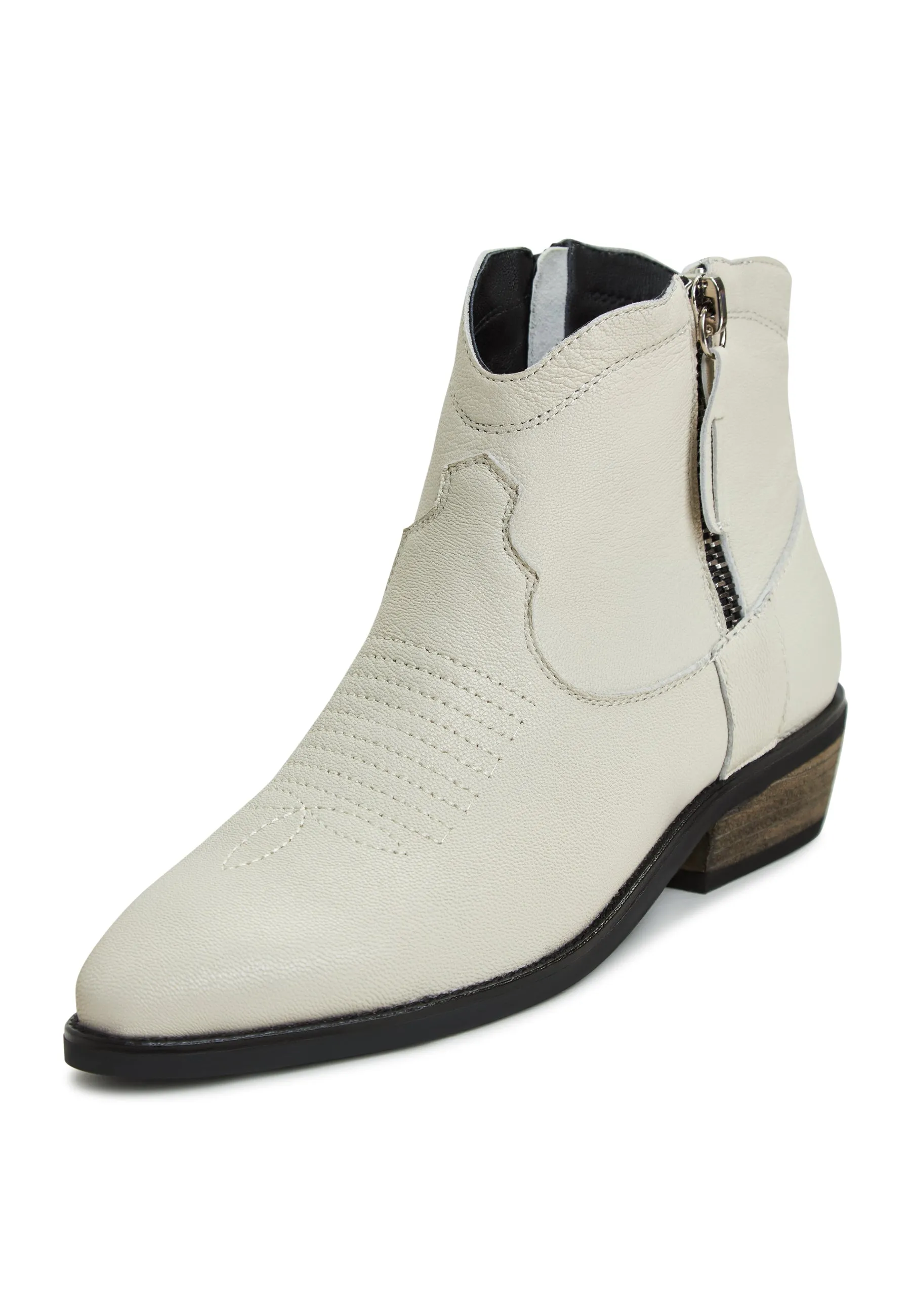 Leather Cowboy Boots Vicky - Ivory