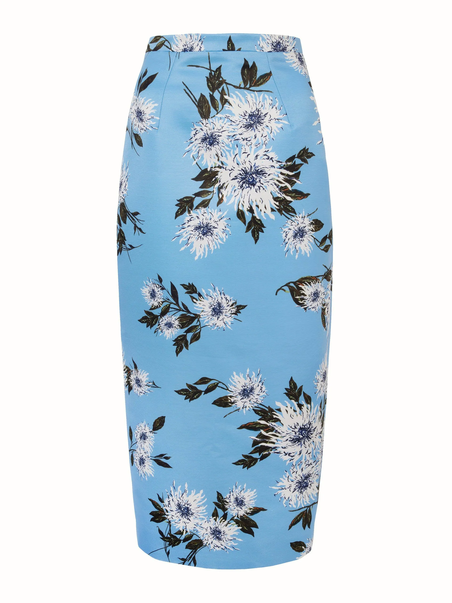 Lorelei skirt in blue dahlia floral print taffeta faille