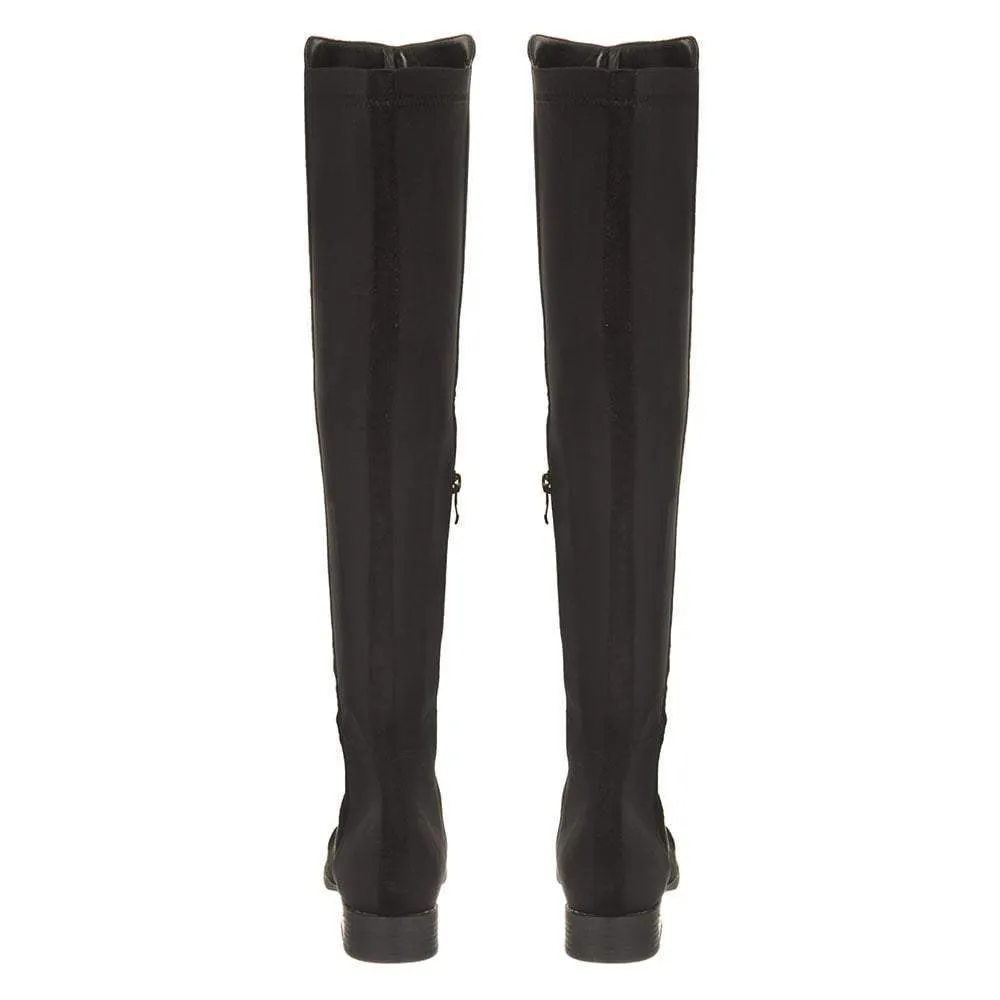 Low Block Heel Over Knee Boot With Elastic Back Panel