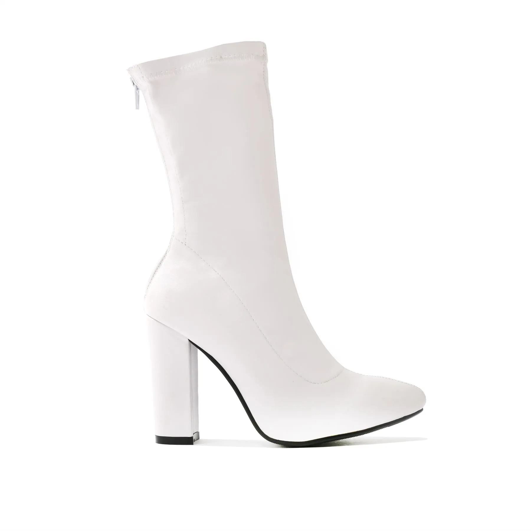 Macaron Sock Fit Ankle Boots in White