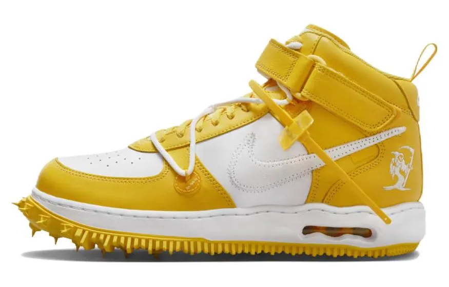 Nike Air Force 1 Mid Unisex Skateboarding Shoes Yellow and White