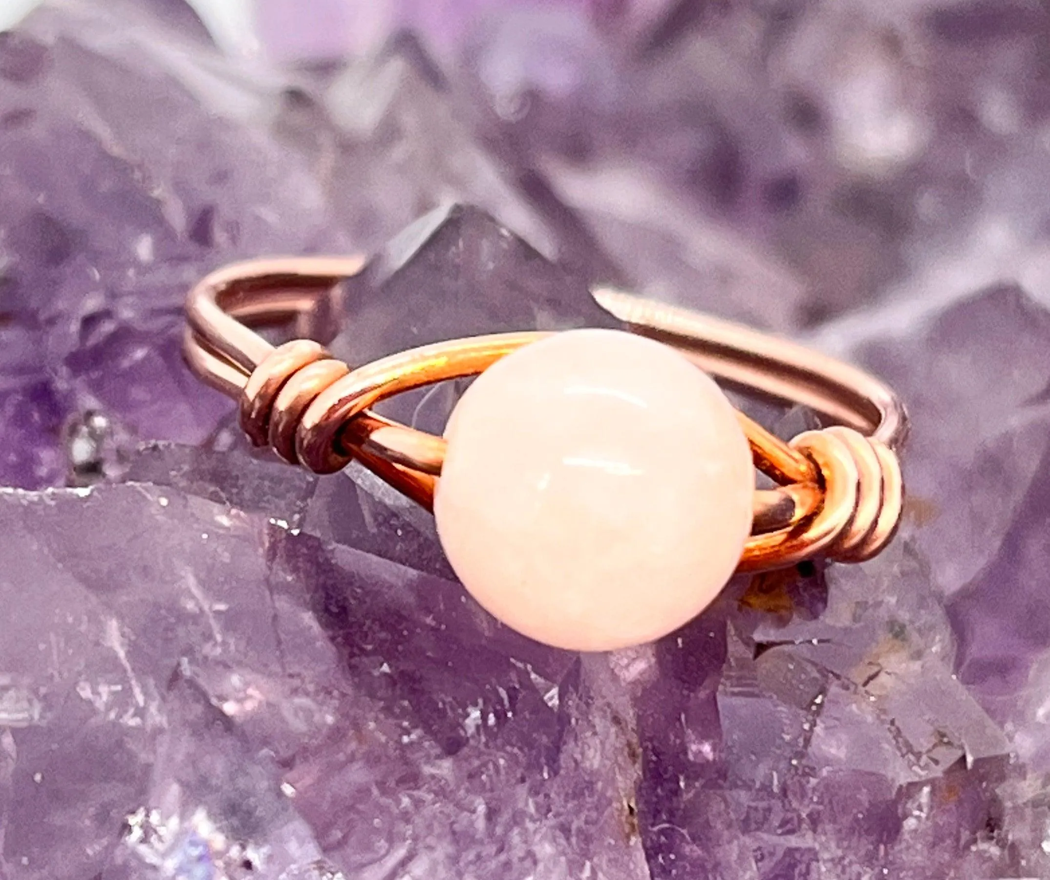 Pink Morganite Copper Bead Ring