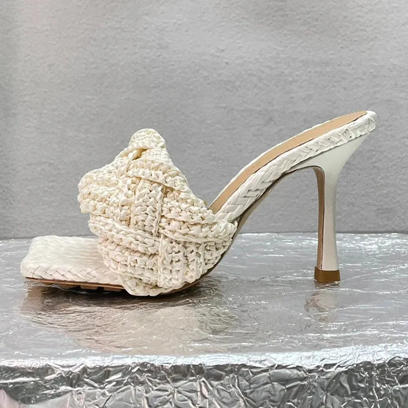 Pre Order:  Woven Band Kitten Heels Sandals