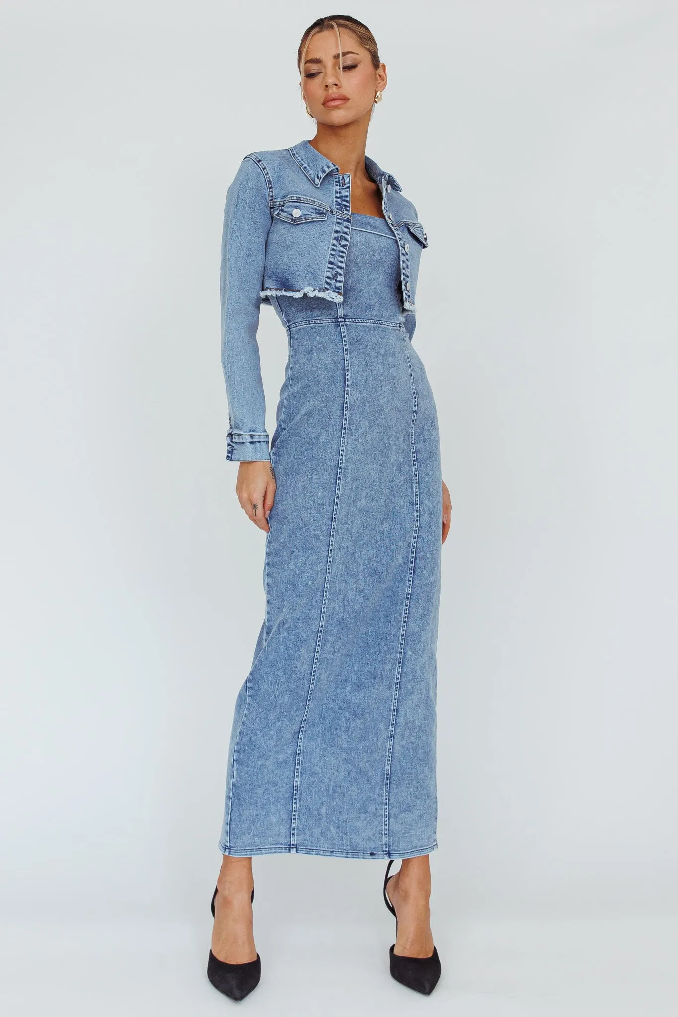 Press Play Strapless Maxi Dress Denim Blue