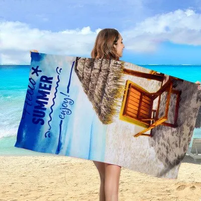 Print Quick Drying Beach Towel To Keep Warm Outdoor Sport Surf  Towels  Swimming Pool Chair Cover Up Blanket Yoga Mat