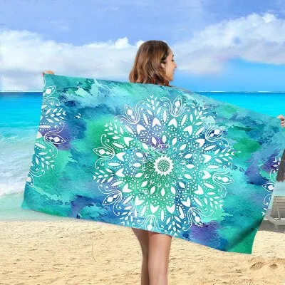 Print Quick Drying Beach Towel To Keep Warm Outdoor Sport Surf  Towels  Swimming Pool Chair Cover Up Blanket Yoga Mat