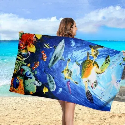 Print Quick Drying Beach Towel To Keep Warm Outdoor Sport Surf  Towels  Swimming Pool Chair Cover Up Blanket Yoga Mat