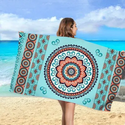 Print Quick Drying Beach Towel To Keep Warm Outdoor Sport Surf  Towels  Swimming Pool Chair Cover Up Blanket Yoga Mat