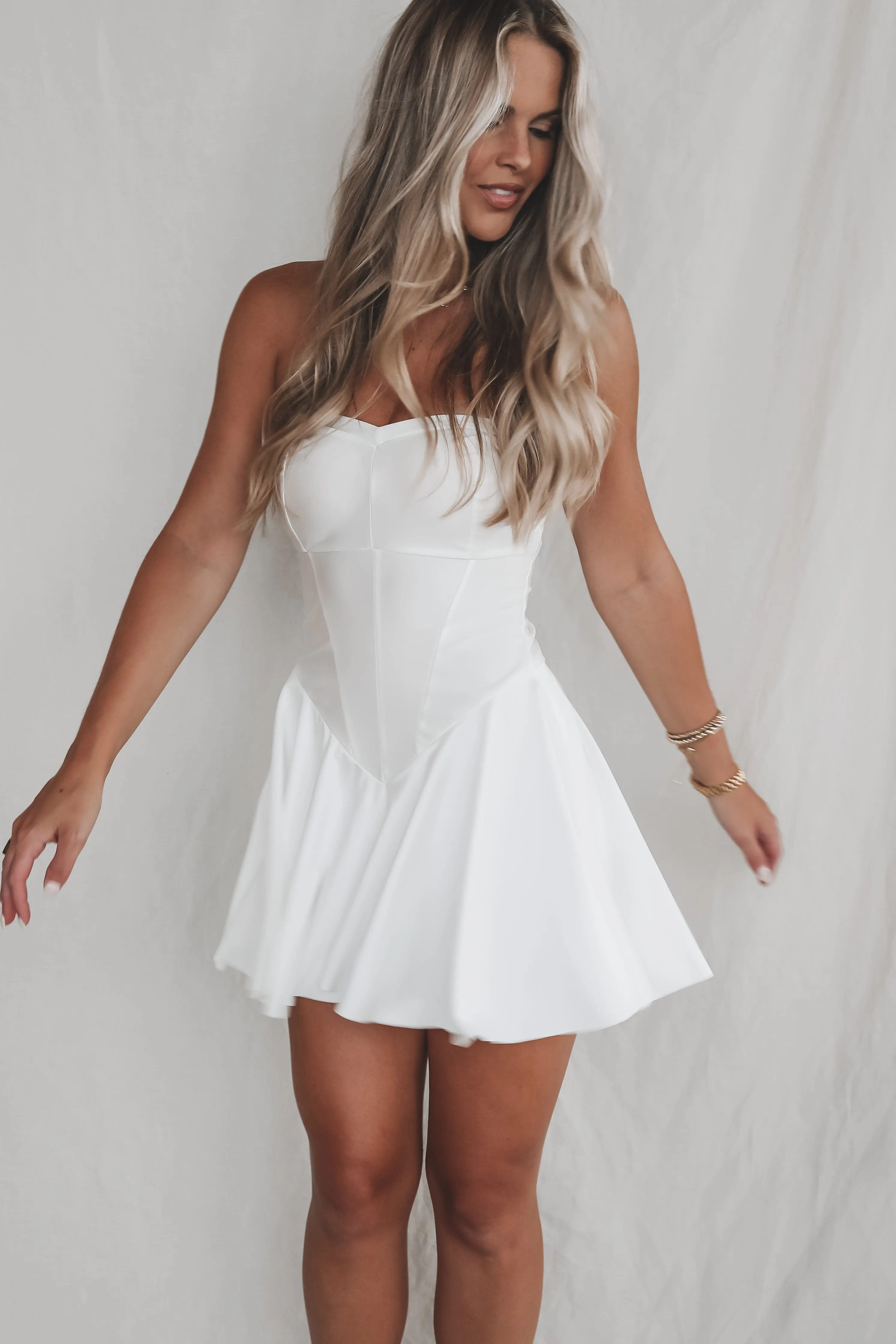 Rain Or Shine The Show Goes On Strapless Romper Dress