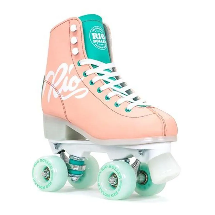 Rio Roller Script Peach and Green Roller Skates