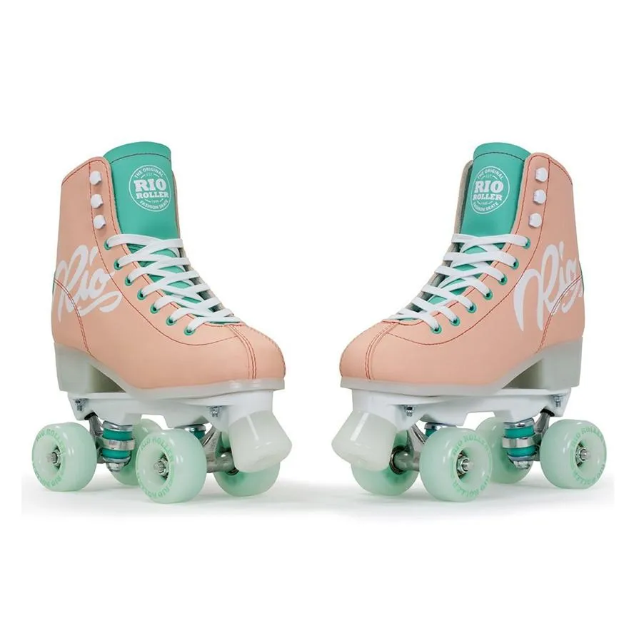 Rio Roller Script Peach and Green Roller Skates