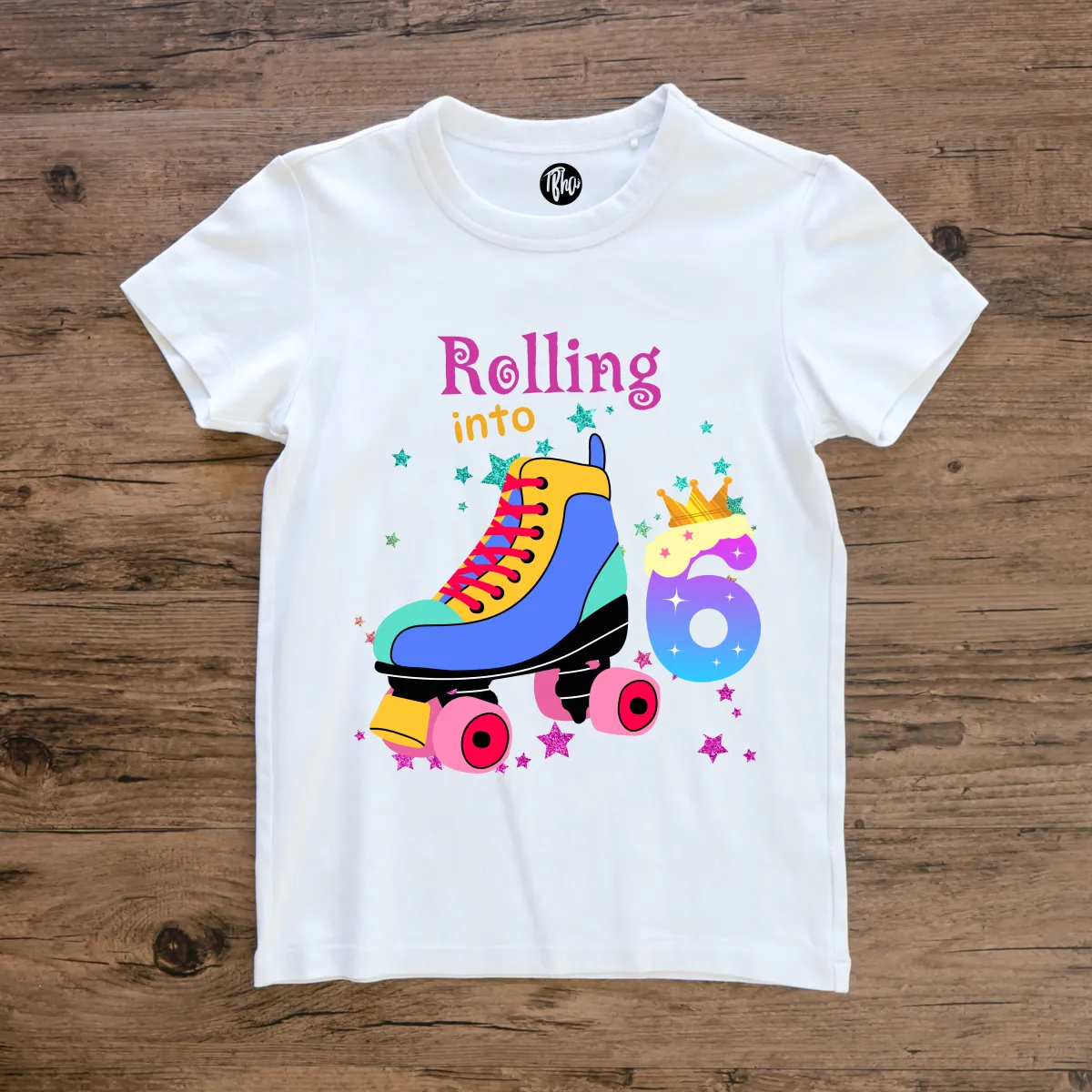 Rolling into 6 | Sixth Birthday T-Shirt | Ideal for Skate Lovers