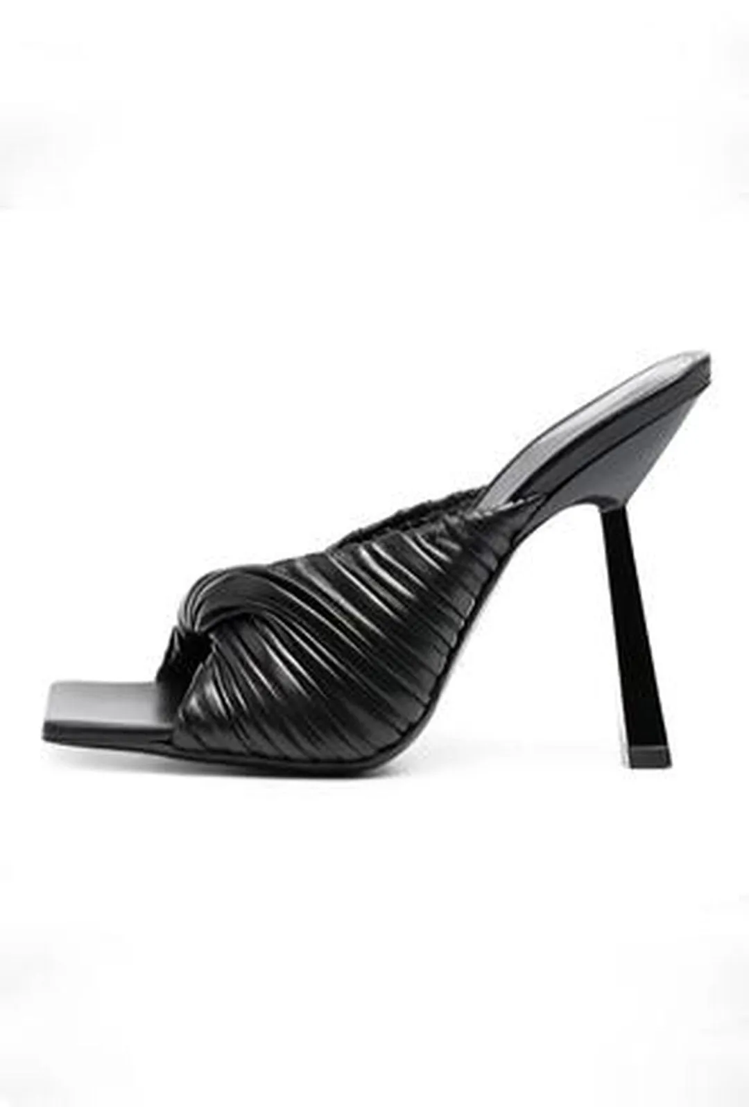 ROMI - PLEATED MULE 3 1/2" HEEL SANDALS