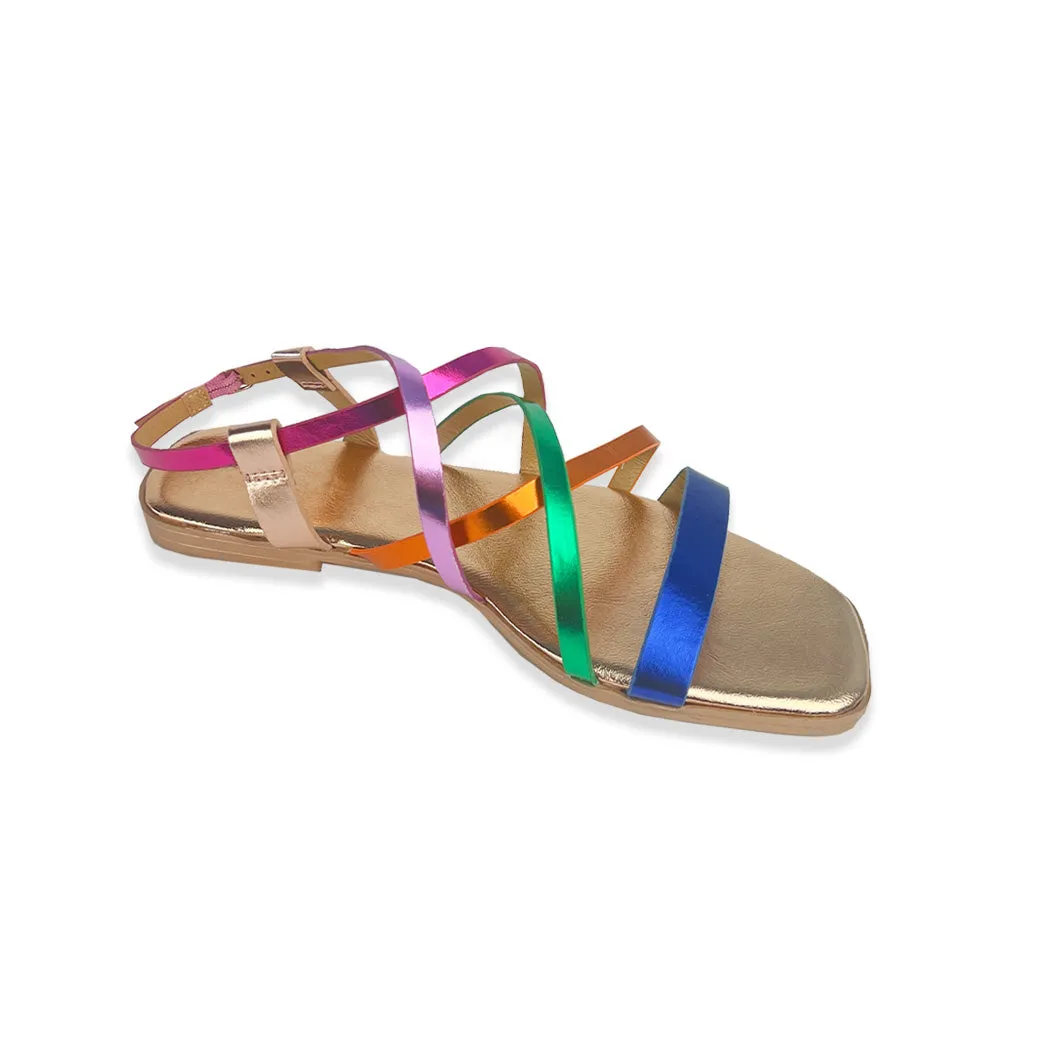 SAMPLE - Strappy Sandals - Metallic Rainbow