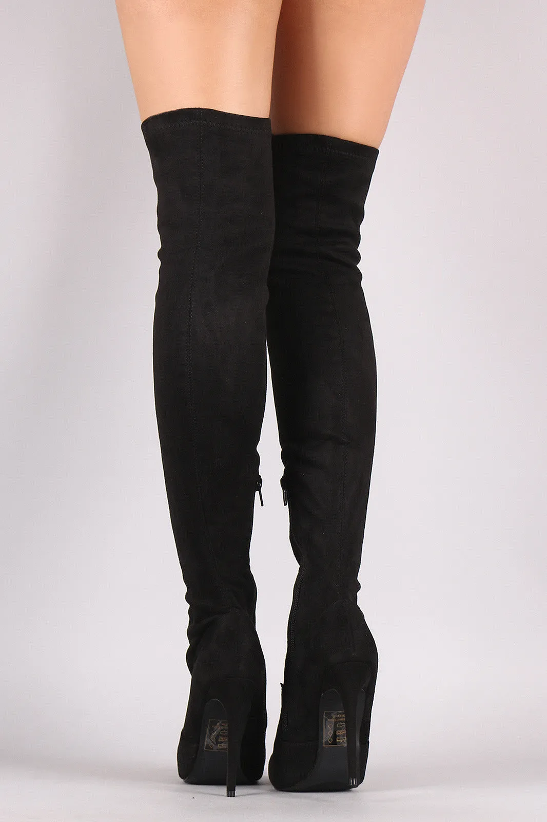 Shoe Republic LA Suede Pointy Toe Stiletto Over-The-Knee Boots