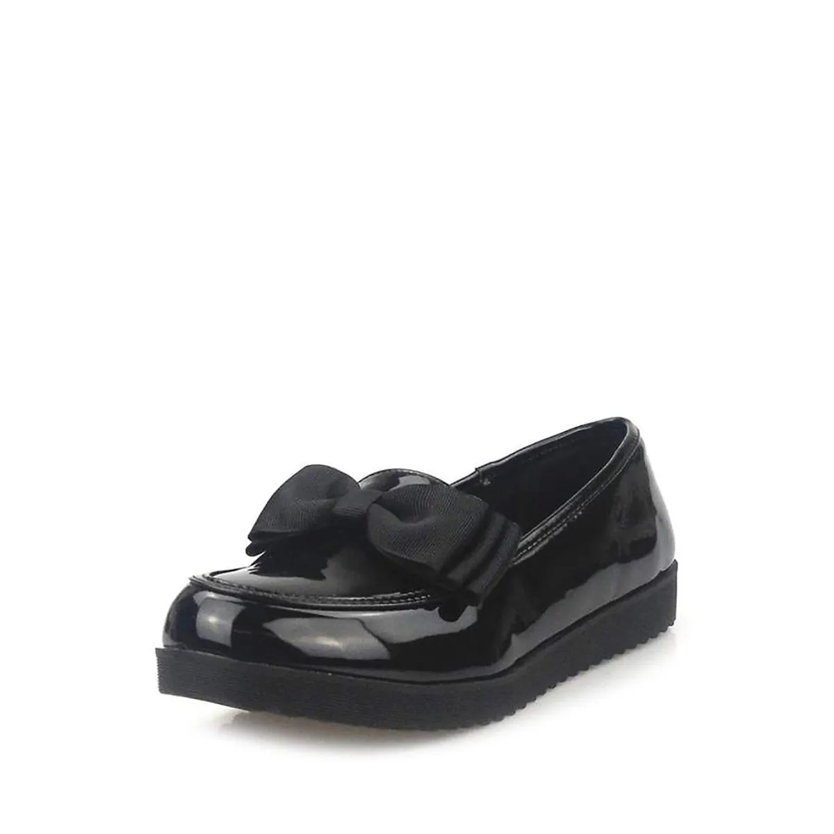 Stacia Patent Bow Detail Cleated Flatform Sole Loafers