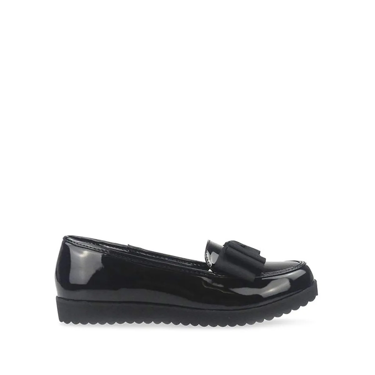 Stacia Patent Bow Detail Cleated Flatform Sole Loafers