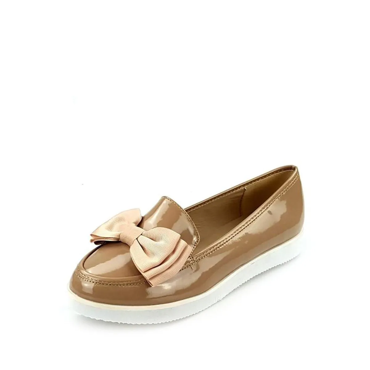 Stacia Patent Bow Detail Cleated Flatform Sole Loafers