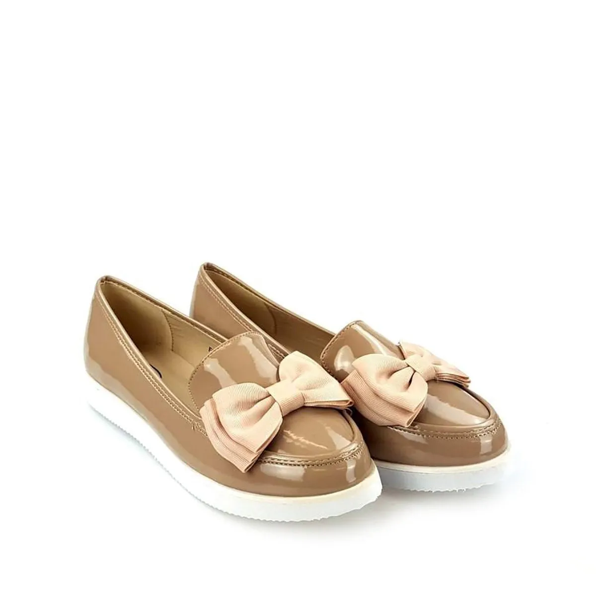 Stacia Patent Bow Detail Cleated Flatform Sole Loafers