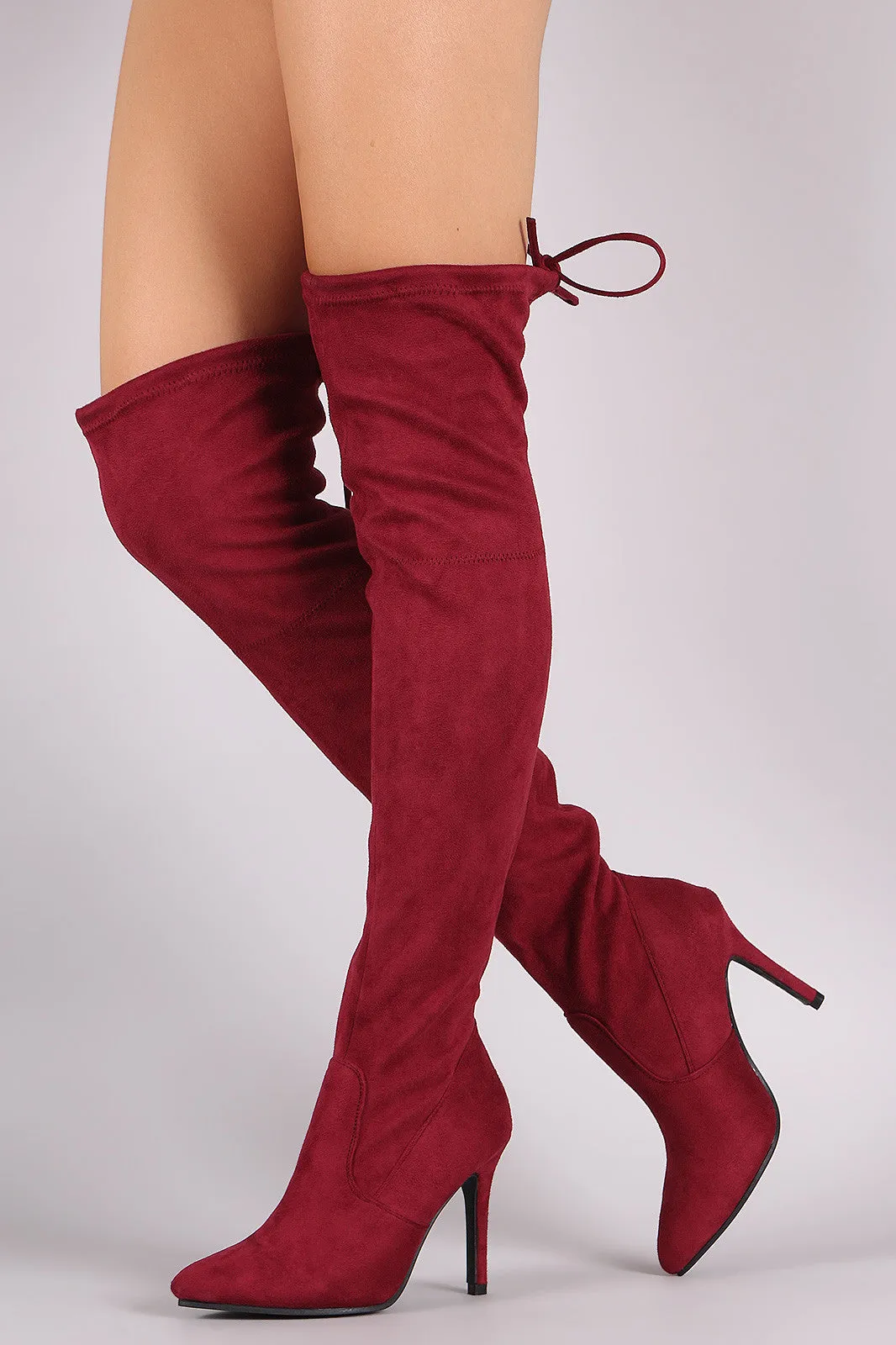 Suede Fitted Pointy Toe OTK Stiletto Boots