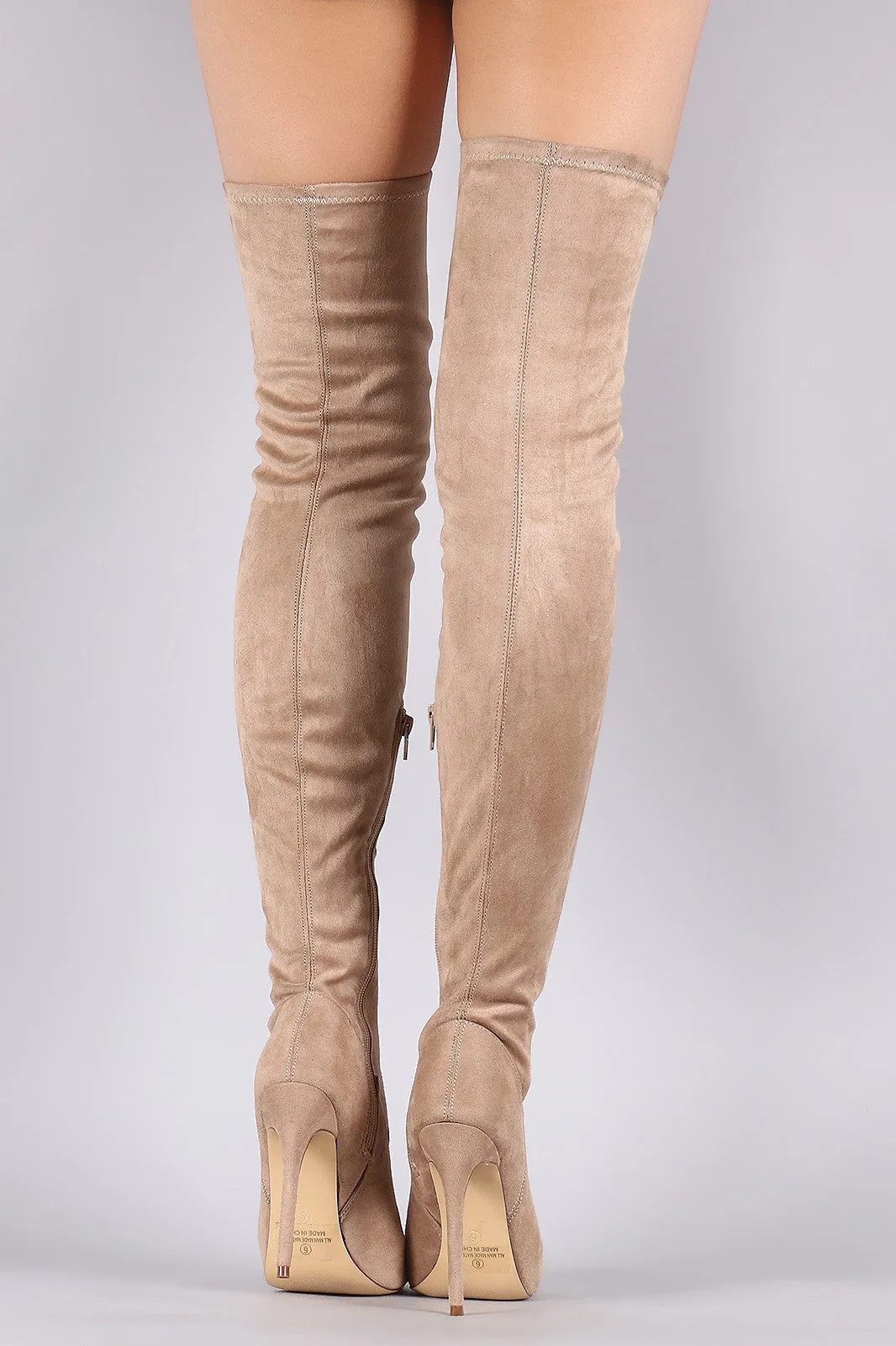 Suede Peep Toe Stiletto Over-The-Knee Boots