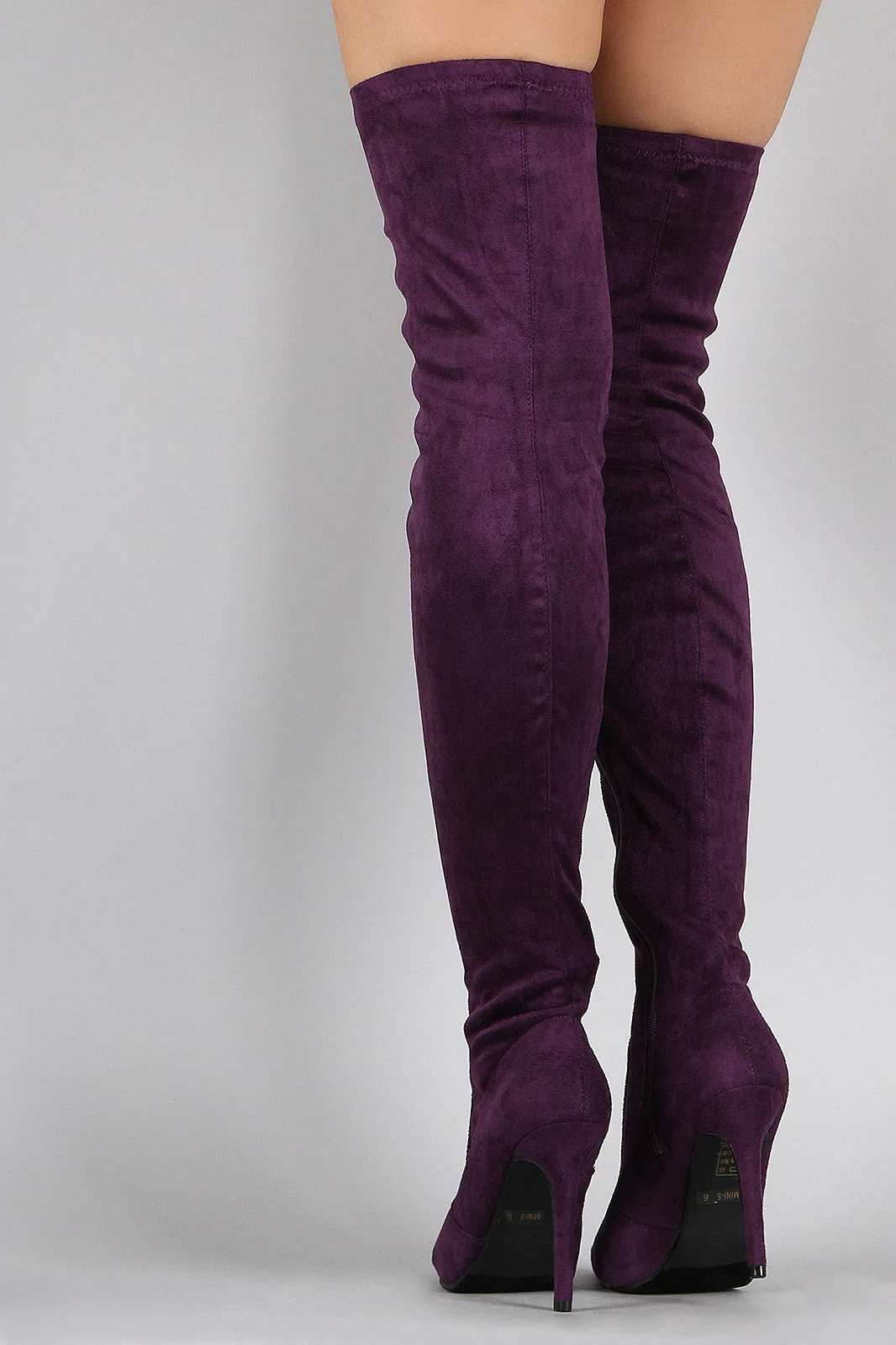 Suede Pointy Toe Stiletto Over-The-Knee Boots