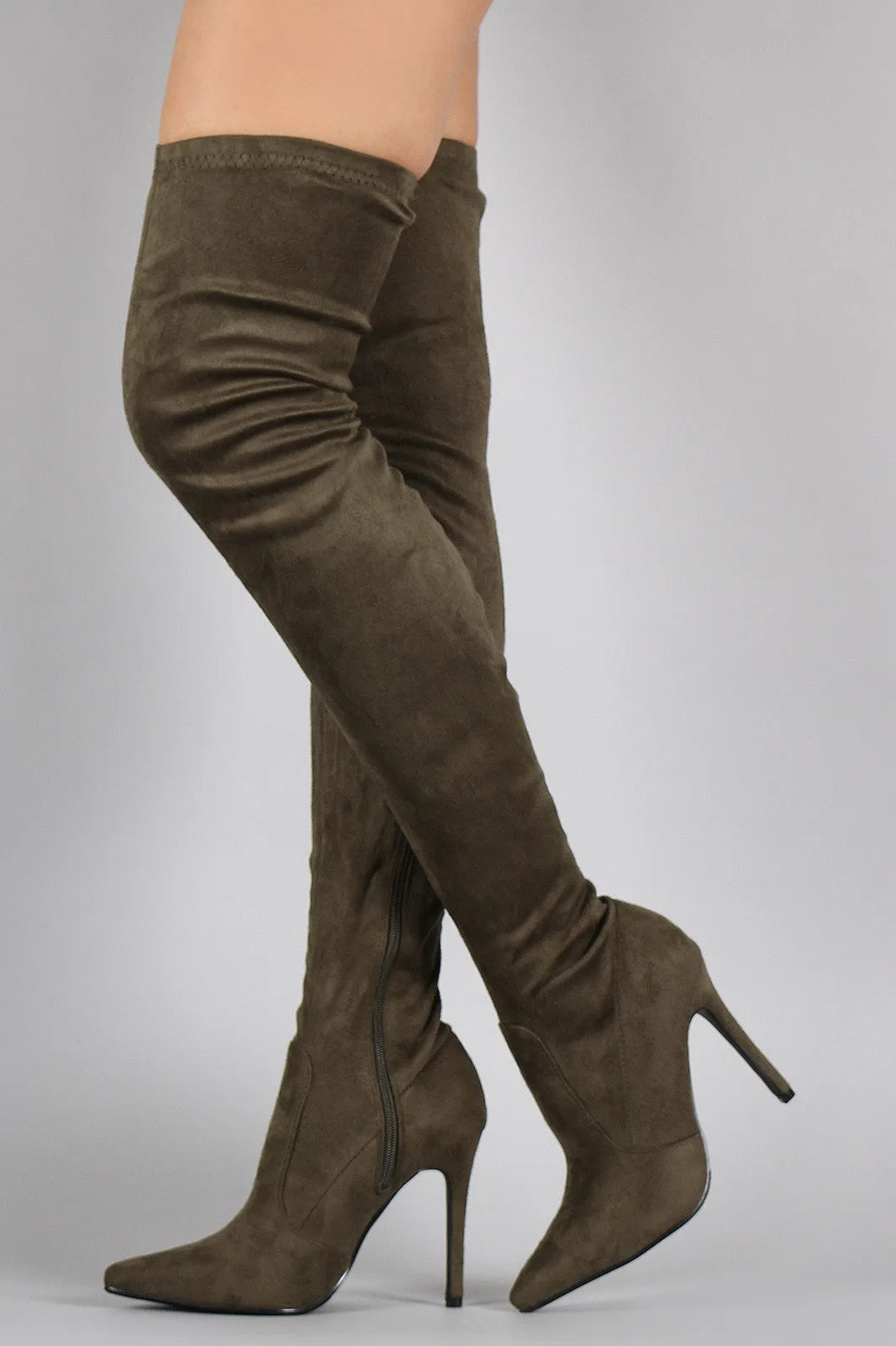 Suede Pointy Toe Stiletto Over-The-Knee Boots