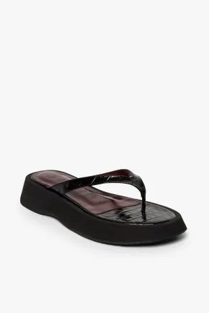 TESSA SANDAL | BLACK CROC EMBOSSED