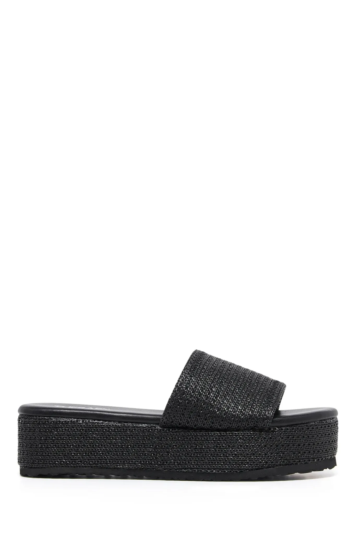 THERAPY Avery Flatform Sandal Raffia Black