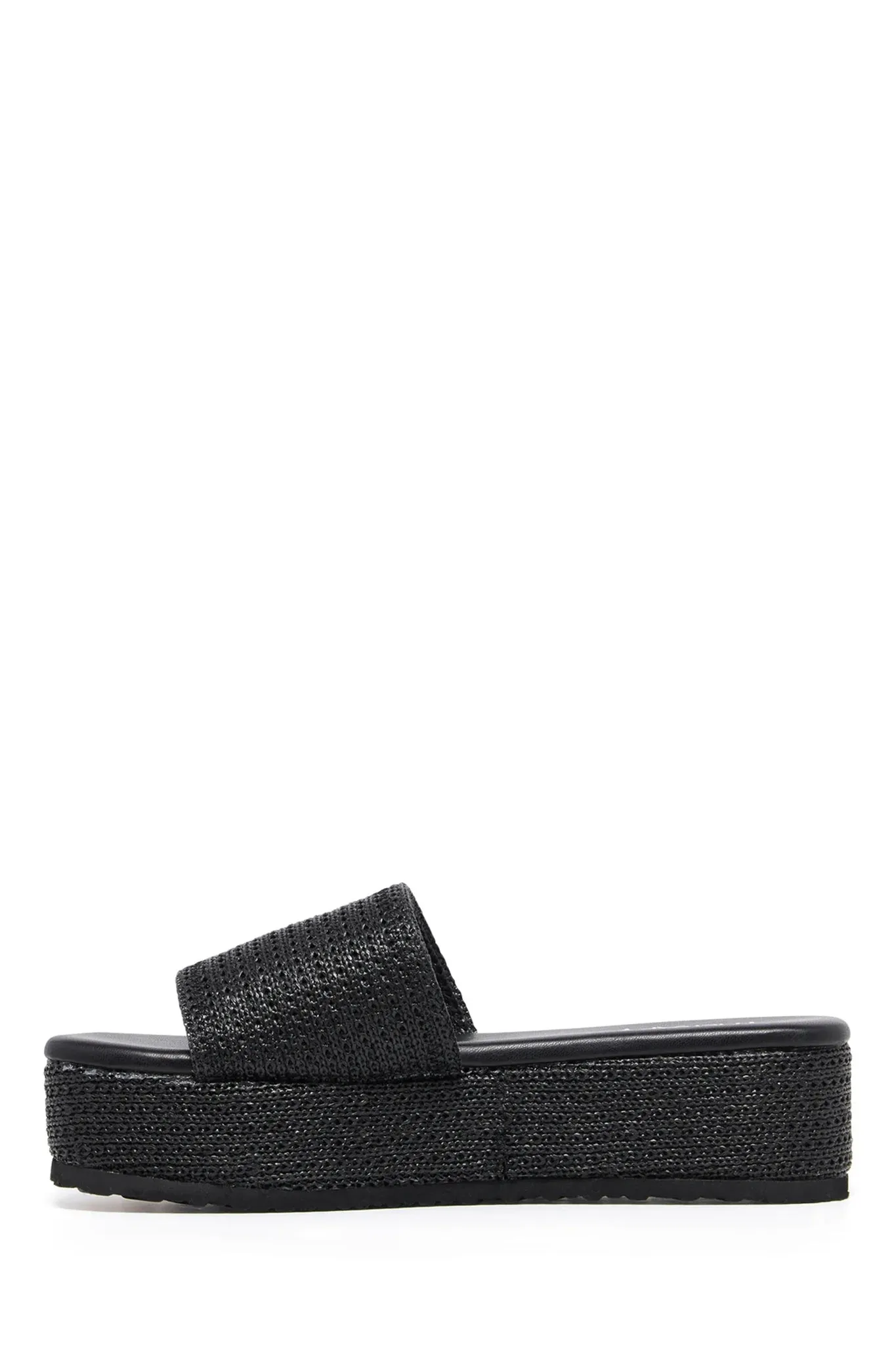 THERAPY Avery Flatform Sandal Raffia Black