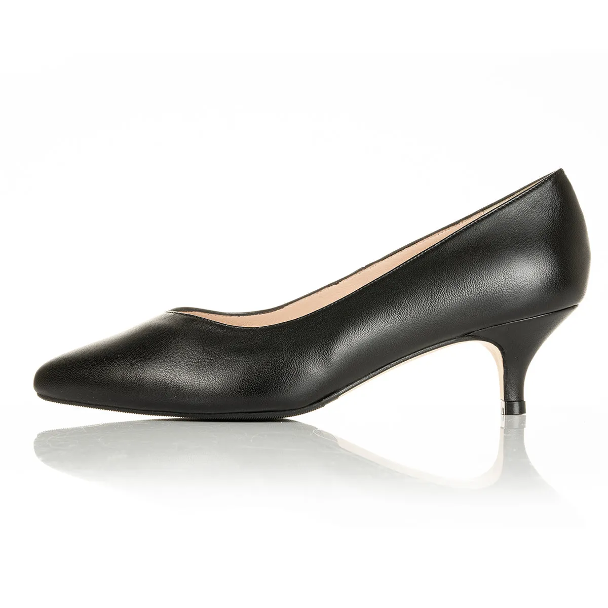 Tilda Extra-Wide Fit Kitten Heels - Black Leather