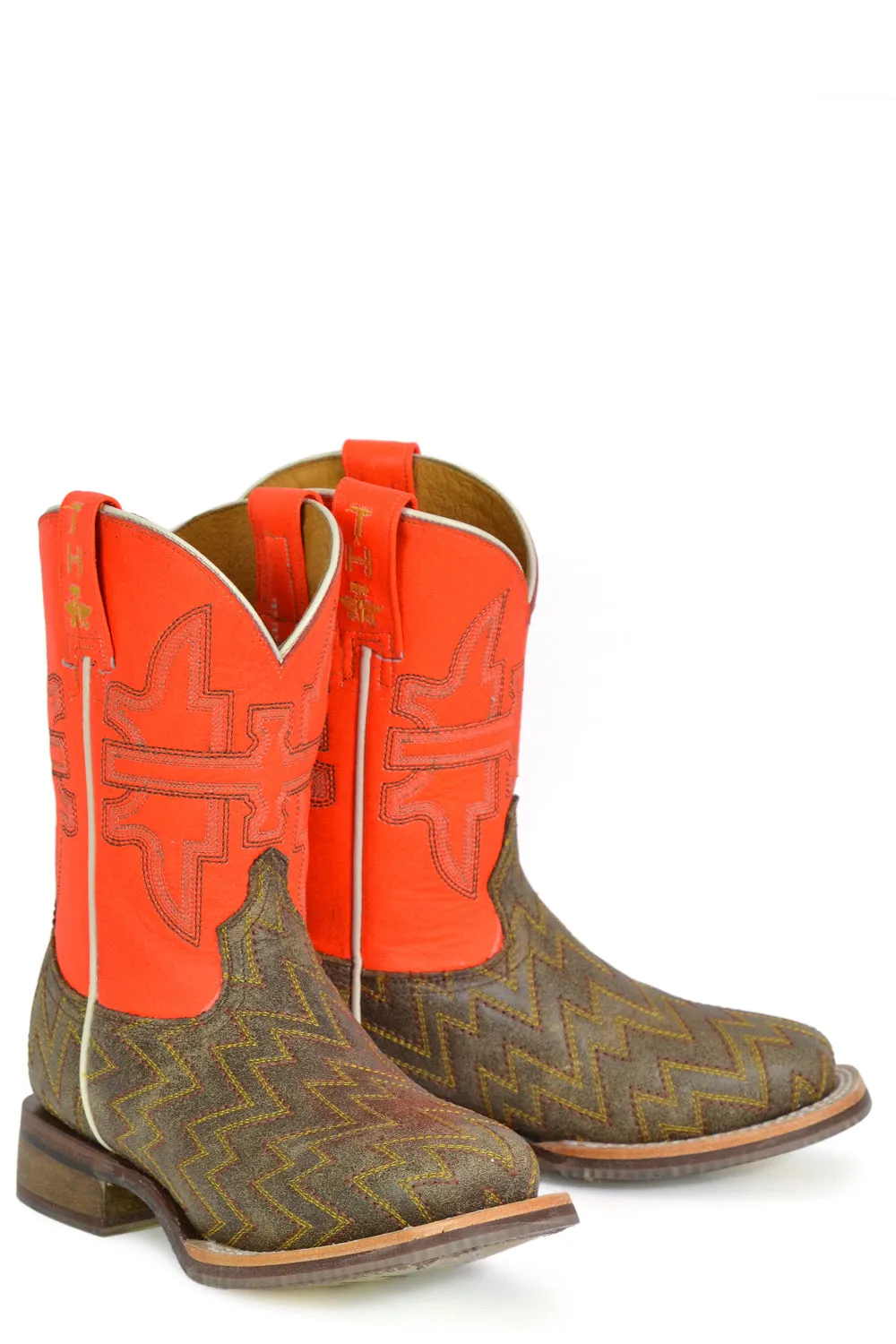 Tin Haul Boys Neon Thunder Brown Leather Cowboy Boots