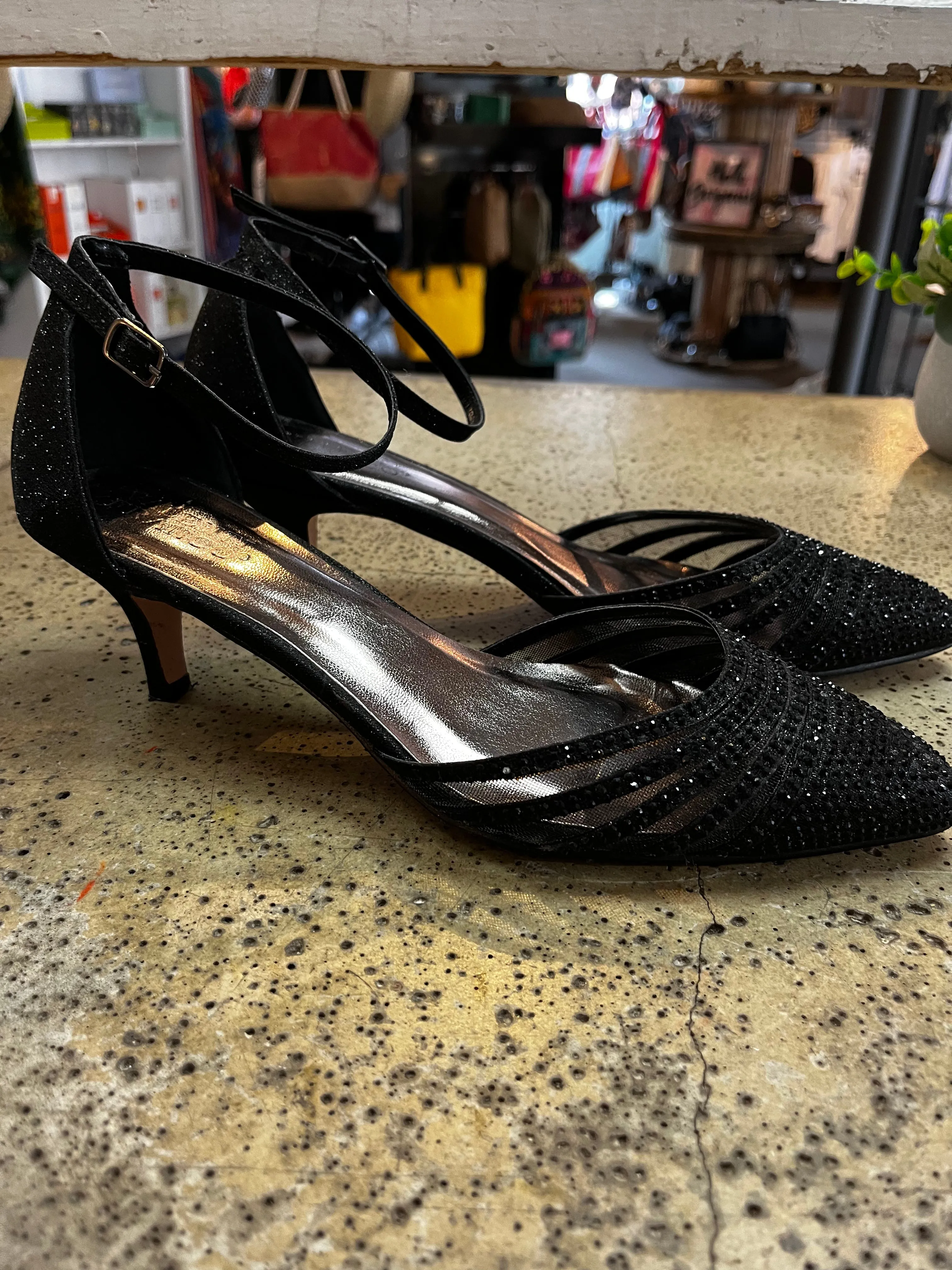 Valenti Franco Black Stud Kitten Heels (Size 10)