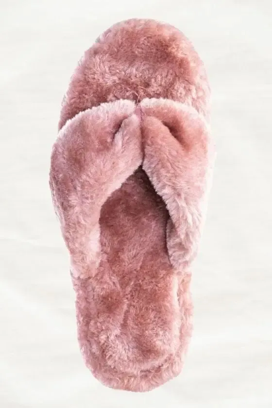 Walk on Clouds Furry Thong Slippers